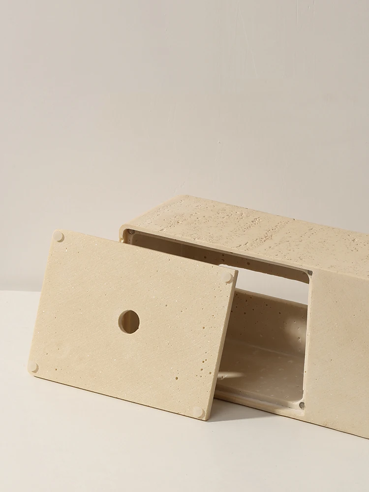 Natural Cave Stone Material Tissue Box Light Luxury Wabi-Sabi Multifunction Tissue Box Home Living Room Decoration Storage Box 4