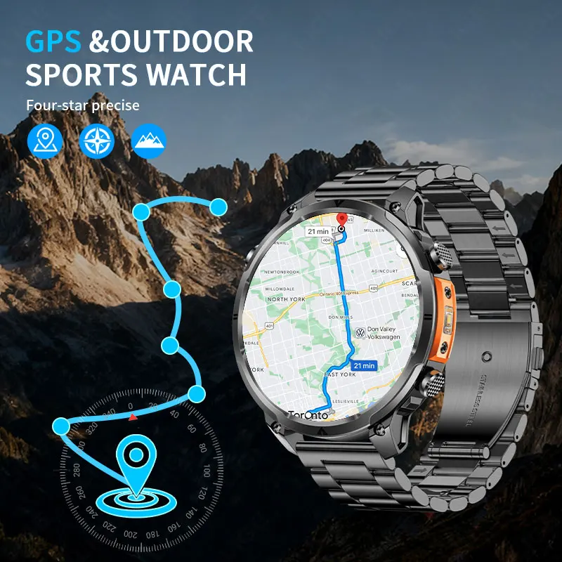 LIGE New GPS Smartwatch Man 720mAh Battery IP68 Waterproof Bluetooth Call 1.7" HD Sports Flashlight Compass Men Smart Watch 2026
