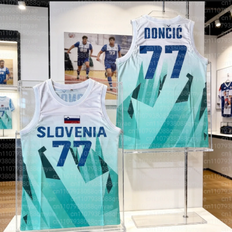 2026 부모-자식 농구 셔츠 슬로베니아 77 DONCIC 저지 3D 프린트 야외 스포츠웨어 통기성 속건 조끼