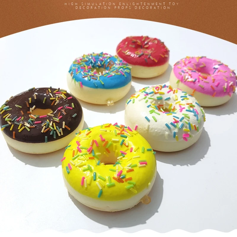 Soft Artificial Donut Bread Doughnuts Stress Relief Novelty Toy Squeeze Toys Simulation Cake Model Wedding Decoration 2