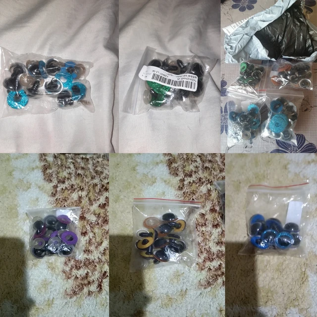 Hot Sale 16/18/20/24mm Findings Stuffed Toys Nonwovens Hard Washer Glitter Safety Eyes Clear Plush Doll Round Plastic 10Pc/Set 6