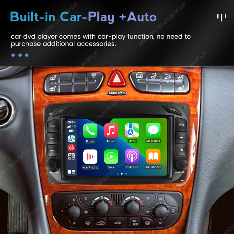 Android 13 RDS Car Radio Multimedia Player WIFI GPS Carplay Auto For Benz CLK-W209 C209 G-W463 vito C-W203 Viano 1998-2006