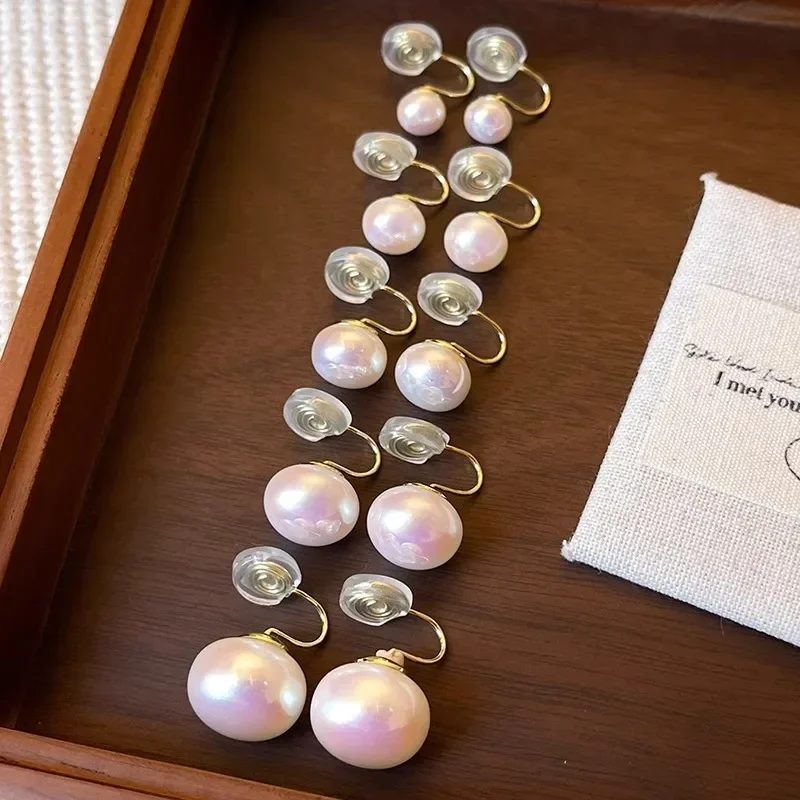 Pearl Clip Earring Women Fashion French Clip on Ear Fake Piercing Vintage Earring Luxury Non-Piercing Jewelry Earclips