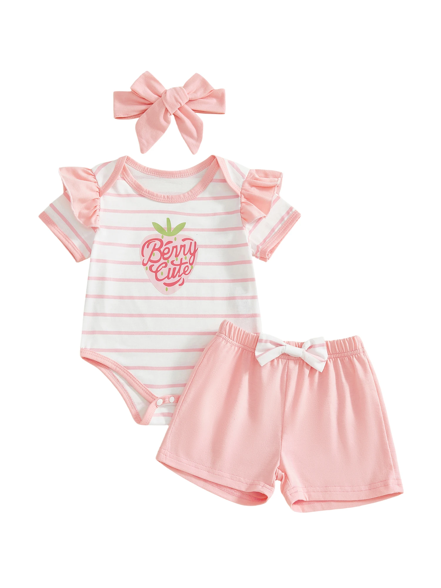 Toddler Girls 2-Piece Outfit Sleeveless Floral Print Romper with Ruffle Shorts and Matching Headband for Summer Fun