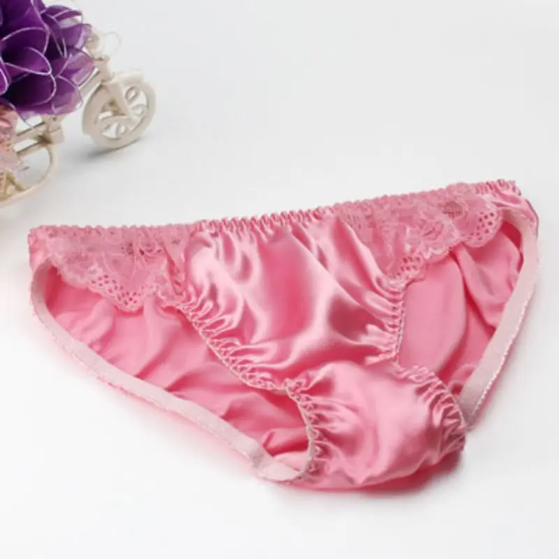 Silk Lace e Panties Women's Low Waist Underwear Breathable Qui Dry Ladies' Silk Briefs