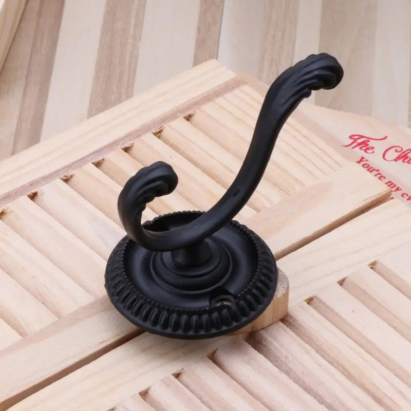 Heavy Duty Wall Hooks Antique Hanger Sturdy Decorative Coat Racks Zinc Alloy Double Hook for Hanging Hats Towels Keys