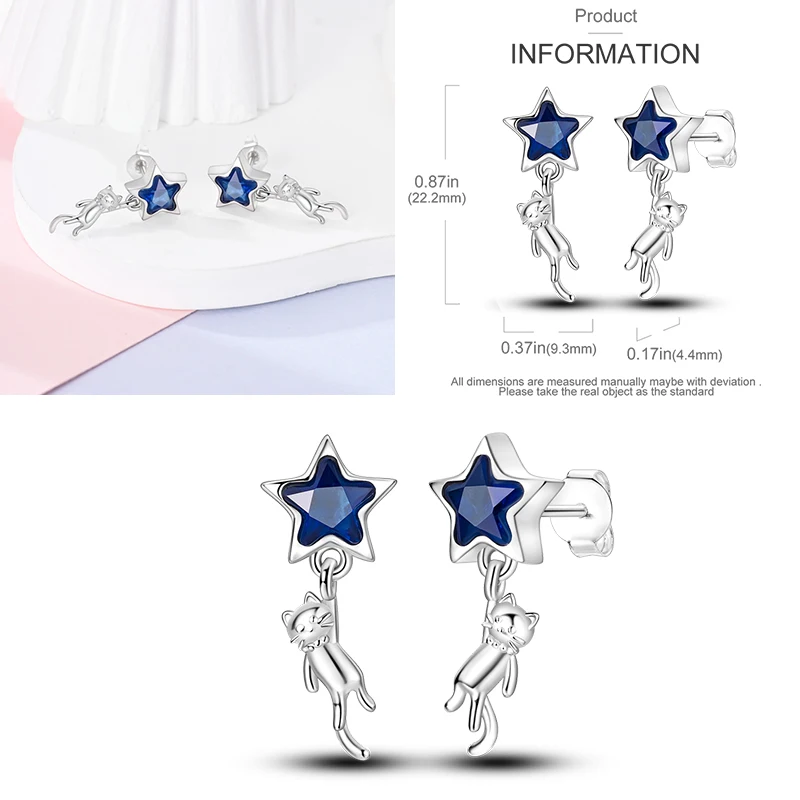 925 Sterling Silver Butterfly Evil Eyes Hoop Earrings Star＆Moon Circle for Women Original Engagement Jewelry Large Earrings