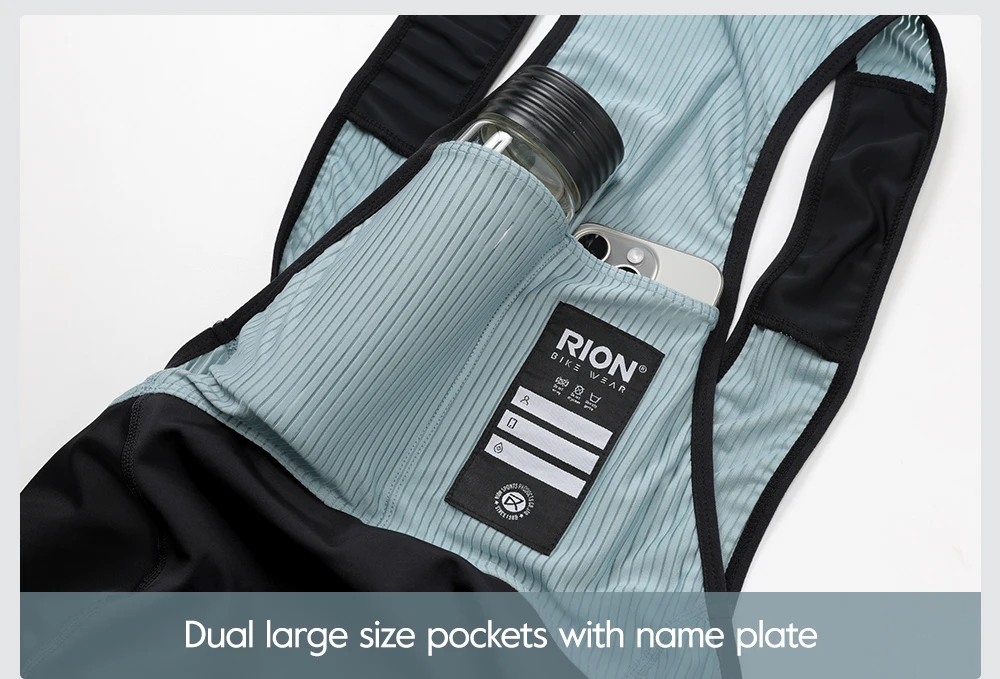 RION Herren Radfahren Trägerhose Mountainbike MTB Gepolsterte Strumpfhosen Fahrrad Kleidung Reiten Lätzchen Dolomiti 8H Fern Atmungsaktiv – Detail 11