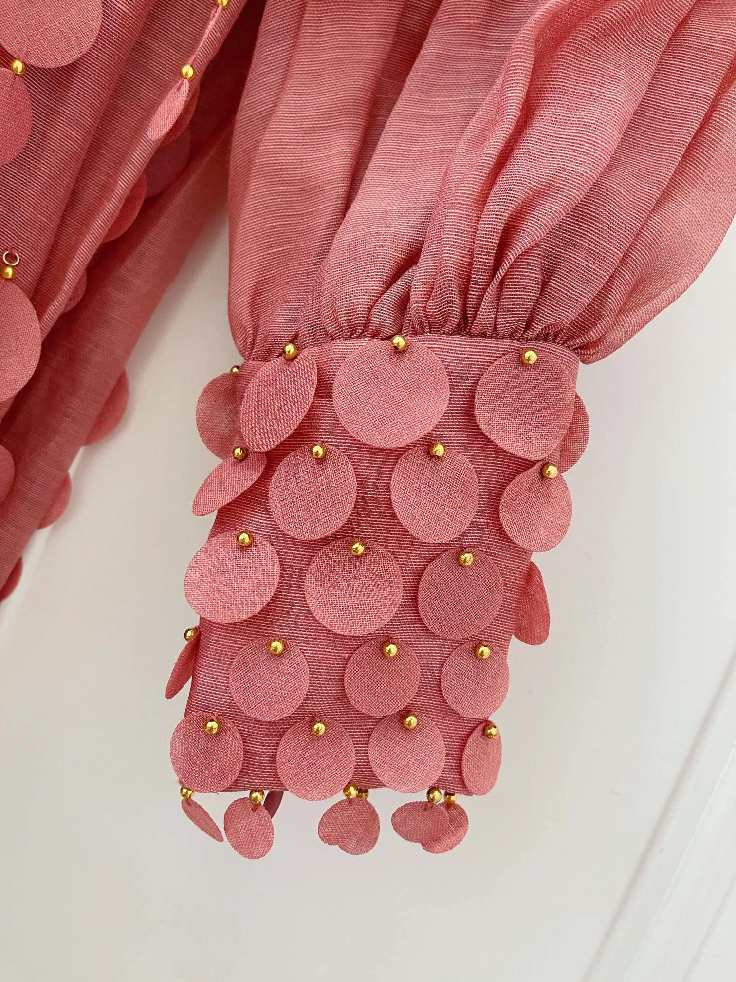 Real Silk Linen Mini Hollow Out Lantern Sleeve Tassel Elegant Vintage Runway Designer Chic Women Dress birthday dress Dresses