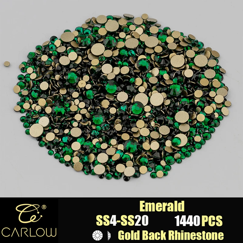 Shiny Gold Back Glass Crystal Rhinestones for DIY Crafts and Nail Art - 1440 Pieces