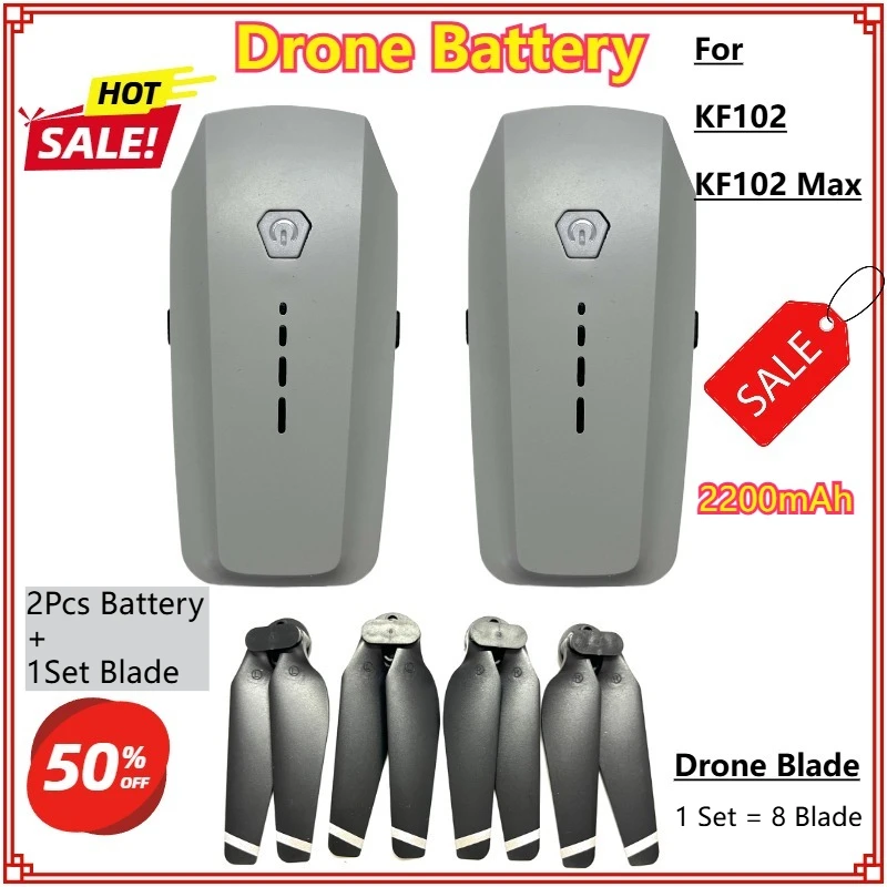 Batterie Drone 7.4V 2200mAh KF102/KF102 MAX - Lot 1 ou 2 avec Lames