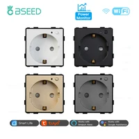 BSEED EU Stanndard Wifi Electrical Sockets Power Monitor Outlets Tuya Smart Life Alexa App Control Timing Function DIY Parts