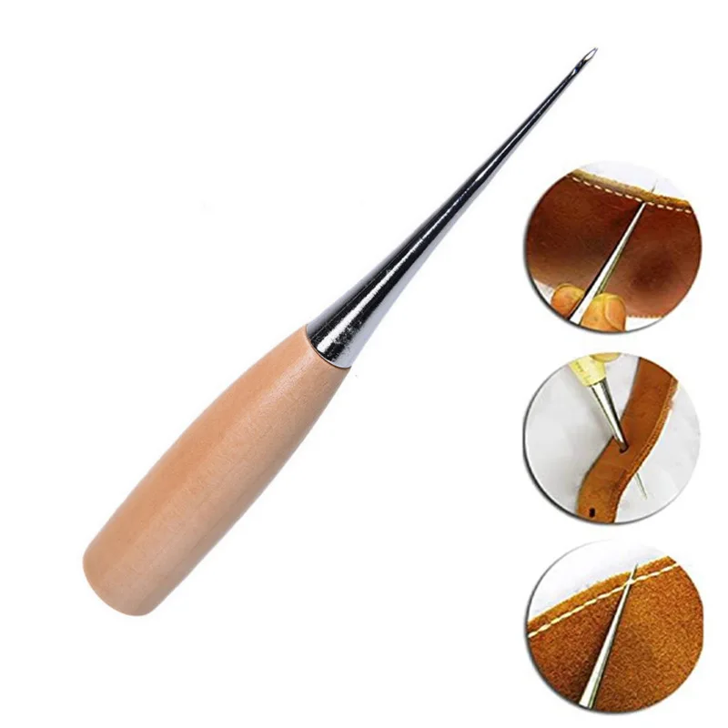 Hot Wooden Handle Sewing Awl Speedy Hand Stitcher Leathercraft Tools