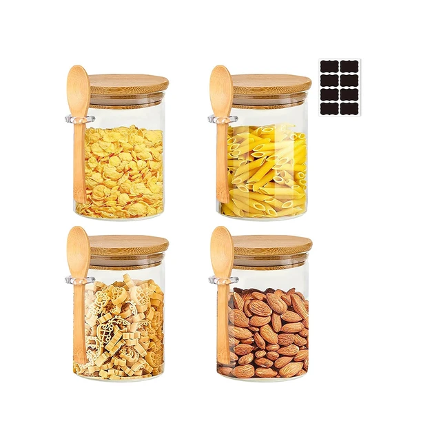 Bamboo Food Storage Jars Containers  Stackable Airtight Food Containers -  Kitchen - Aliexpress