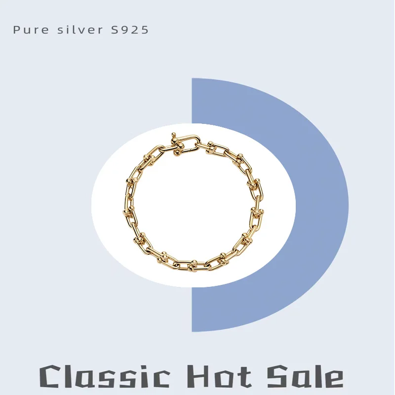 سوار من الفضة النقية S925 بإبزيم حدوة حصان على شكل...