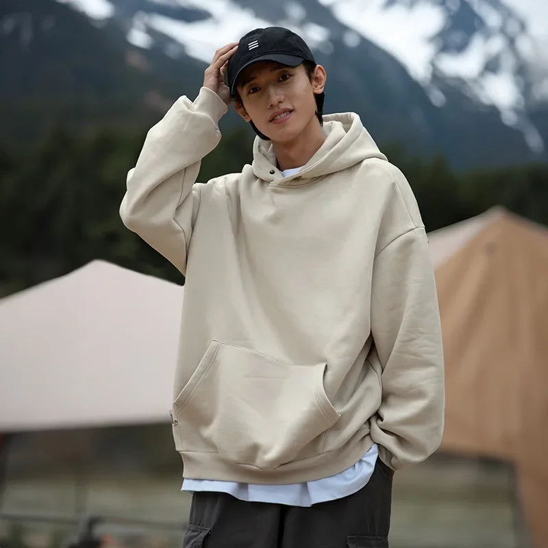 Men's Clothing Hooded Sweatshirt Autumn and Winter Couple Models Loose Versatile Solid Color Trend Fashion Coat Streetwear