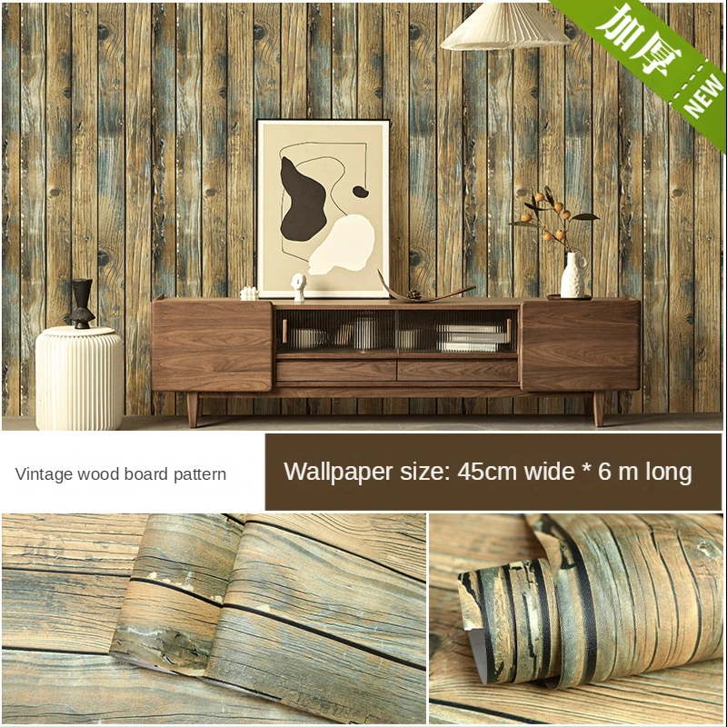 

Thickened Retro Wood Grain Self-adhesive Wallpaper Wall Decor Sticker 3D Three-dimensional Wall Stickers Wallpapers Home Decor