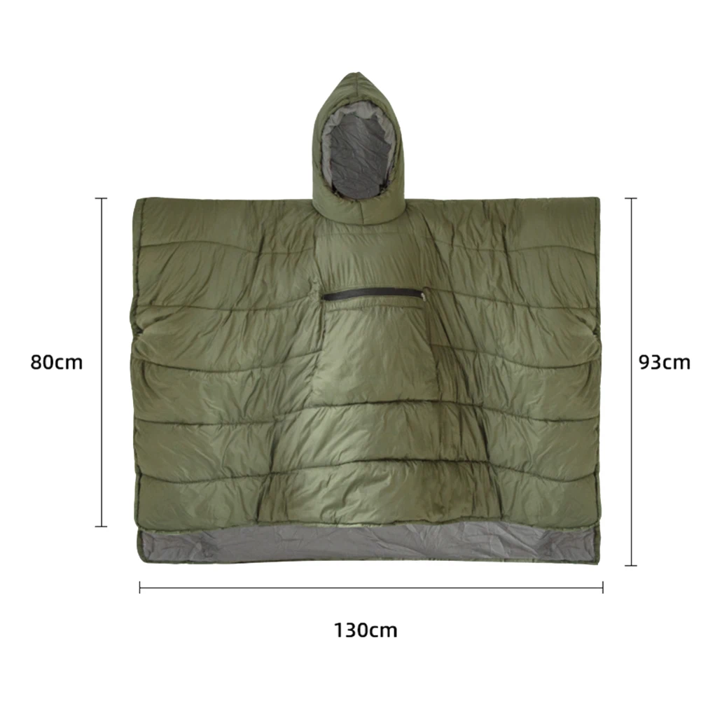Outdoor Wearable Cloak Multi Functional Self-folding Cotton Blanket Camping Warm Poncho Sleeping Bag Camping Cloak Accessories