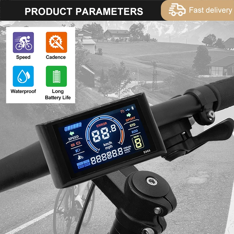 Display LCD TFT S866 Per Bici Elettriche - 24V/36V/48V Con Protocollo UART