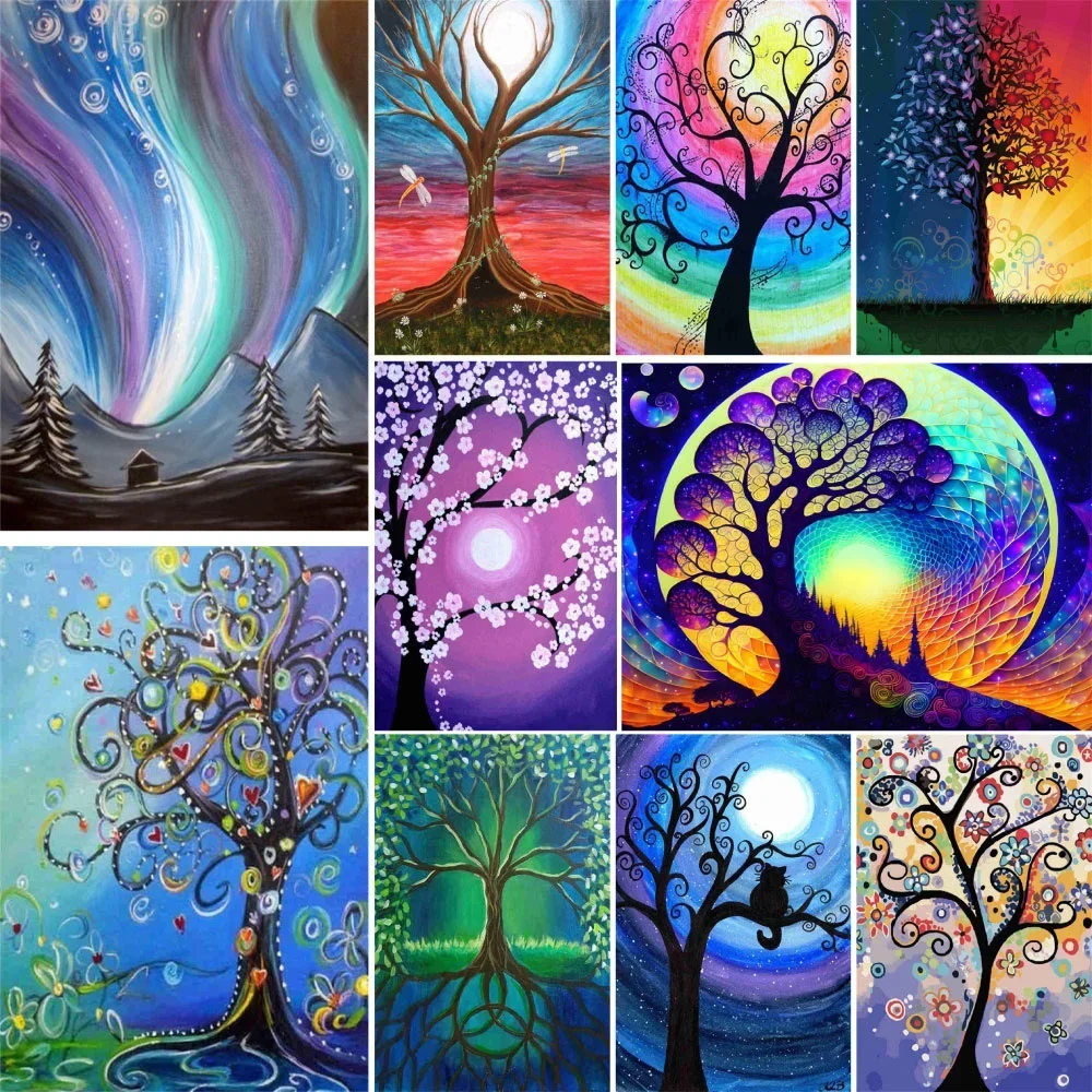 

Landscape Fantasy Tree DIY Paint By Numbers Package Oil Paints 40*50 Canvas Pictures Wall Paintings Crafts For Adults Wall Art