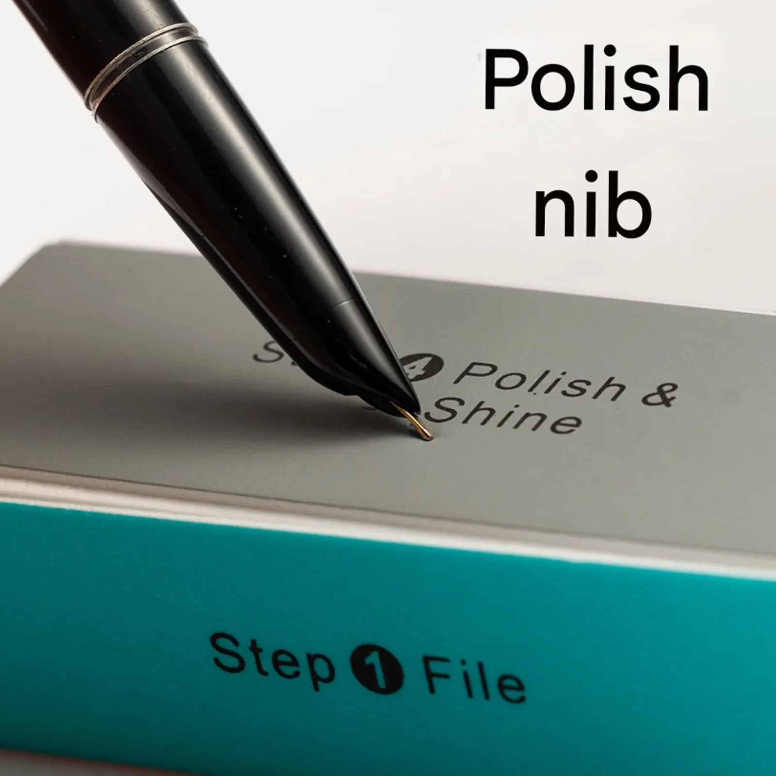 Professional Polishing Plate for Fountain Pen Nib Iridium 4-Side Walnut Sandpaper Strips & Polishing Block Stationery Tools 3