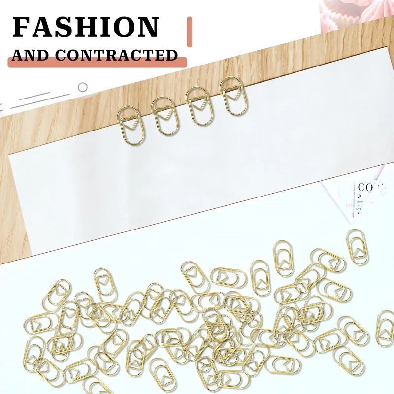 120 Stks/doos 20Mm Mini Bladwijzer Goudkleur Hart Clip Bladwijzer Metalen Paperclips Binder Clip Kantoor Accessoires