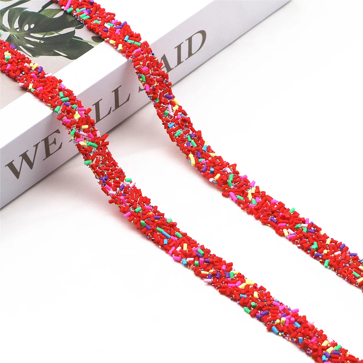 1야드 컬러풀 폴리머 클레이 원통형 과립 접착 뒷면 스트립 DIY 슬라임 공예 및 의상 액세서리용