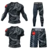 4 Pieces Cody Lundin Sportsuit Skeletal Print  jiu jitsu Grappling Rashguard Set Men Running Gym Tracksuit Compression MMA kits 3