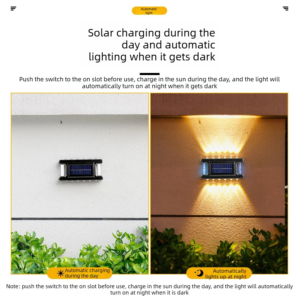 1-5PCS 방수 태양광 벽 조명 야외 LED 따뜻한 화이트 워시 조명 울타리 발코니 파티오 마당 분위기 조경 장식