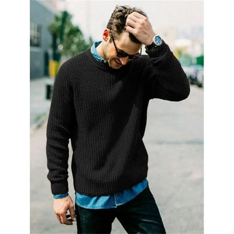 Men's Sweater Autumn And Winter New Urban Youth Solid Color Fashion Casual Large Size Sweater