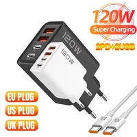 Xiaomi 120 Вт 4-портовое зарядное устройство USB Type C Быстрая зарядка PD Настенный адаптер для мобильного телефона Quick Charge 3.0 для iPhone 16 Samsung Xiaomi — изображение 3