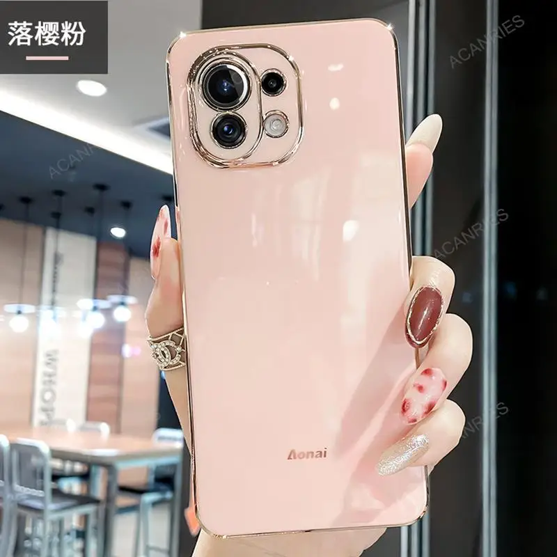 thumbnail image 1 of Luxury Ring Holder Case For Xiaomi Mi 11 Lite 5g Ne 11lite 4g 11t Pro Plating Square Silicone Stand Cover Xiomi Mi11 T Xiaomi11, 1 of 5