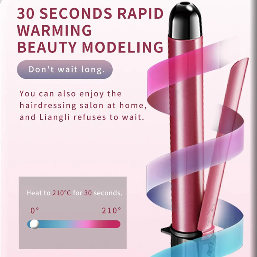 Kemei Professional Hair Curler Hair Curling Iron Wand Ceramic Tourmaline long Barrel Dual Voltage 100-240V Waving Style Too