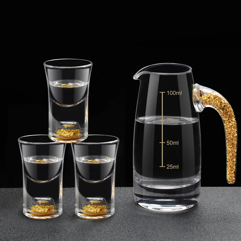 Distributeur De Verres &agrave; Vin Blanc Ensemble 7 Pi&egrave;ces Feuille D'or Transparente Tasse Balles Phnom Penh