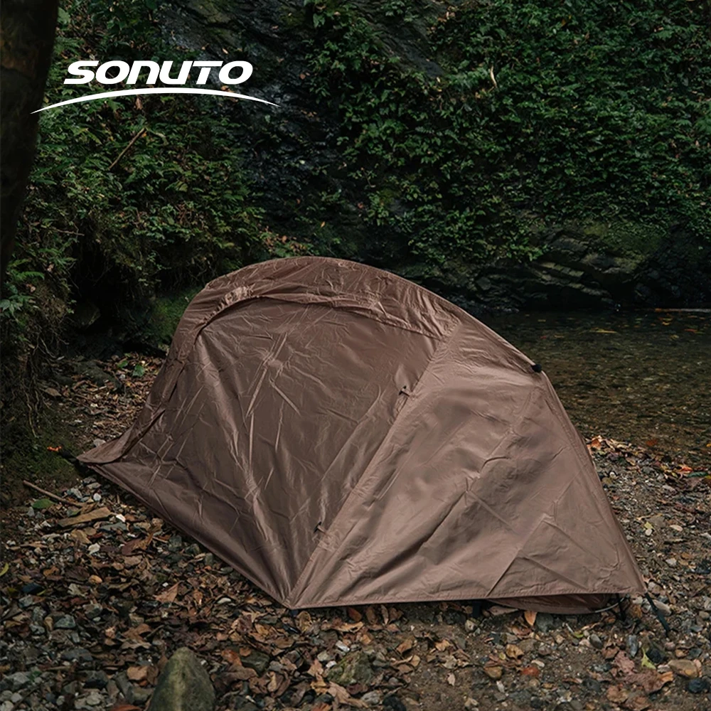Sonuto 캠핑 텐트, 1 인용 경량 나일론 텐트, 전술 쉘터, 모기장, 모기 방지, 방수 필드