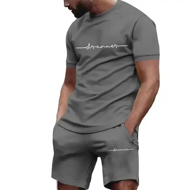 thumbnail image 1 of Conjunto de pantalones cortos con estampado de moda de verano 2024 para hombre, conjunto deportivo transpirable de secado rápido, conjunto de camiseta de manga corta, conjunto de jogging para hombre, 1 of 4