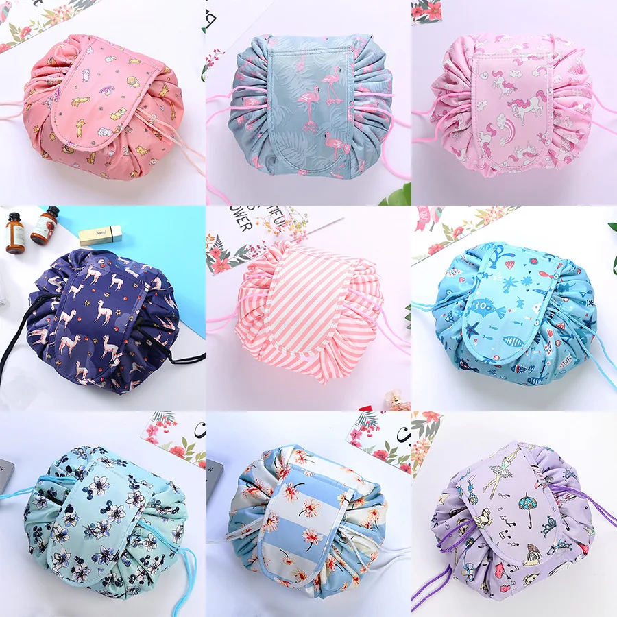 Women's Waterproof Drawstring Travel Cosmetic Organizer Bag