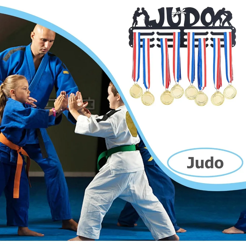 Judo Medal Display Hanger Sports Medal Holder Race Hangers Metal Awards Rack Ribbon Display Organizer Wall Mount