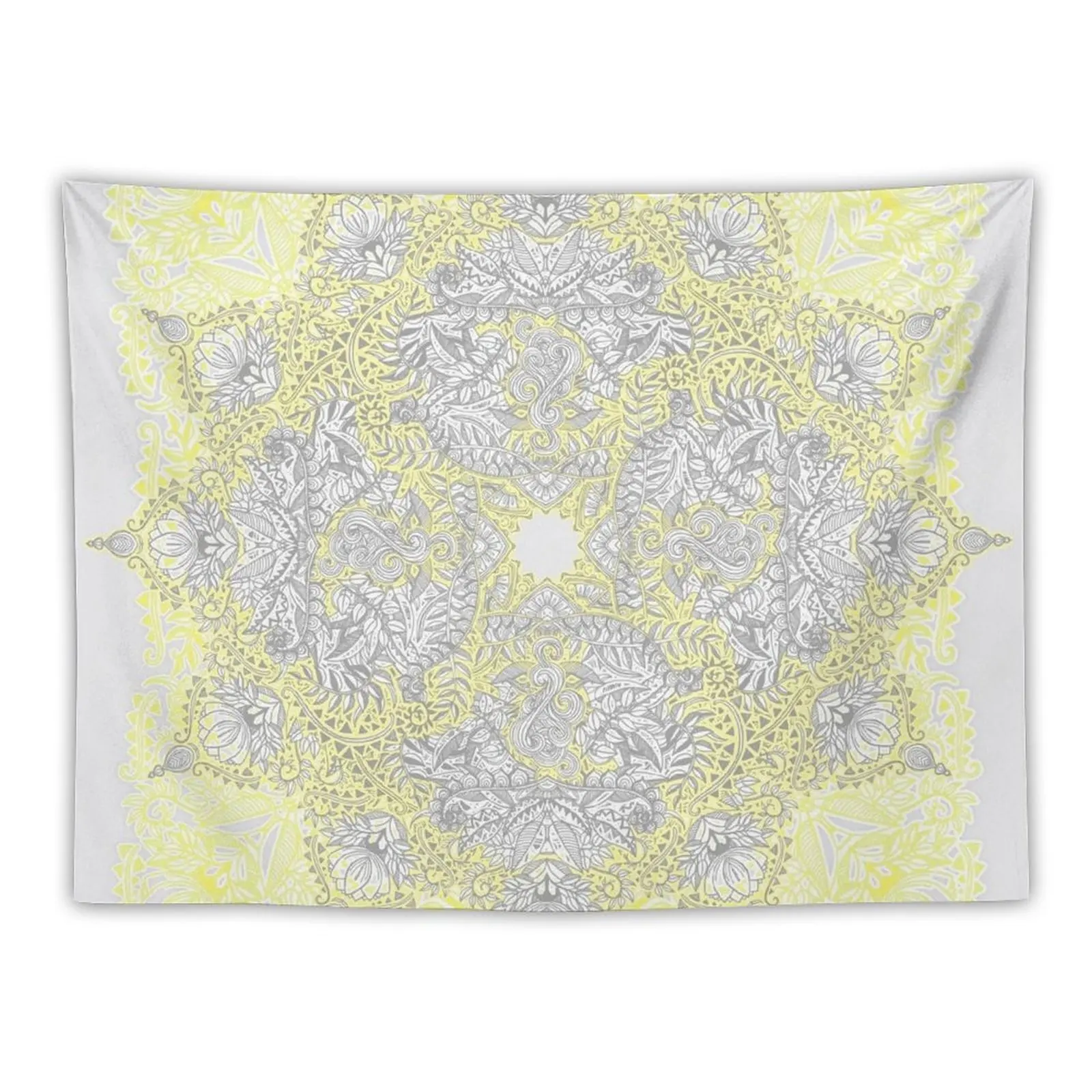 

Sunny Doodle Mandala in Yellow & Grey Tapestry Cute Decor Christmas Decoration Wall Carpet