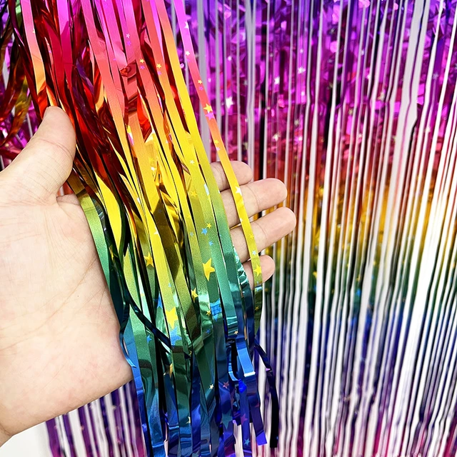 Tinsel Fringe Rainbow Coloured Curtain Photography Backdrop - Prop