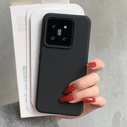 Fashion Liquid Silicone Shockproof Case - Bright Fluorescent Candy Color Cover for Xiaomi 14 (Black)
