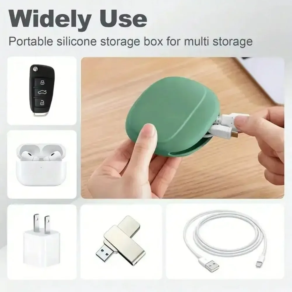 Silicone Cell Phone Cable Bag Data Cable Storage Box Travel Earphone Wire Key U Drive USB Rating Sauna