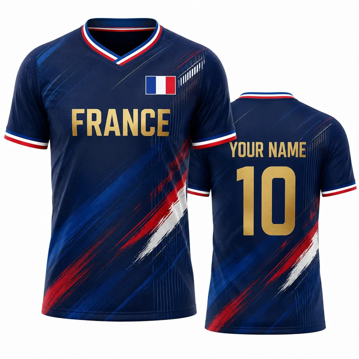Maßgeschneidertes Frankreich Fußballtrikot für Herren und Damen mit Namen und Nummer Frankreich Trikot 2026 Fußballshirt für Spieltag-Fans