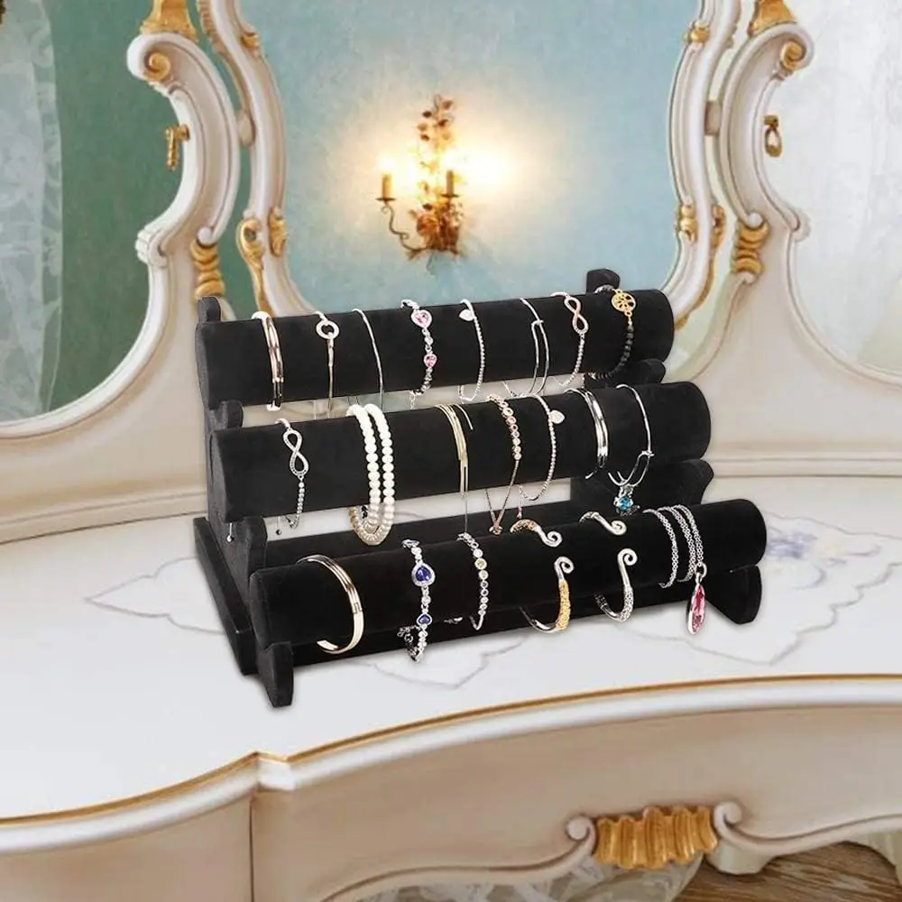 Velvet Bracelet & Necklace T-Bar 3 Tier Jewelry Display