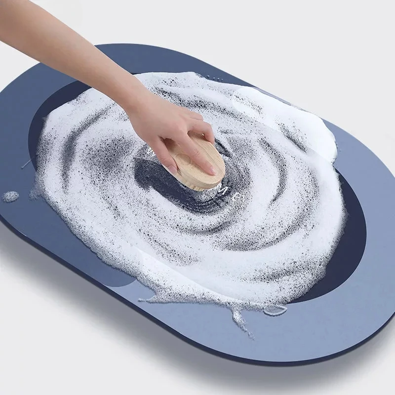 Bathroom Floor Mat Bathroom Mat Absorbent Bathroom Mat Bath Mat Anti Slip Mat Super Absorbent Bathroom Non-slip Mat Diatomaceous Earth Bath Mat for Home Cleaning