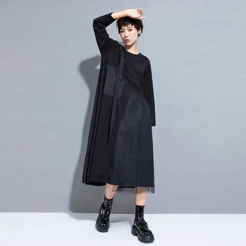

European Station Autumn New Personalized Splice Dress Irregular MZ6092089