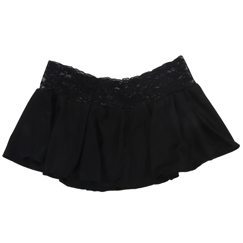 Summer New Women's Fashion Cute Short Skirt Sexy Temptation Casual Solid Color Lace Splicing Low Waist Mini Skirts Sleepy Pants_ecoleips.com