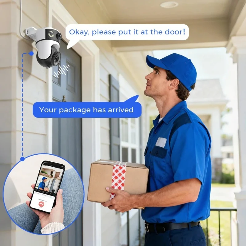 OKAM PRO APP Dual-Lens Camera 5G Wi-Fi IP Camera HD 10MP PTZ Color Night Vision Two-Way Intercom Motion Tracking AI Smart Camera 4