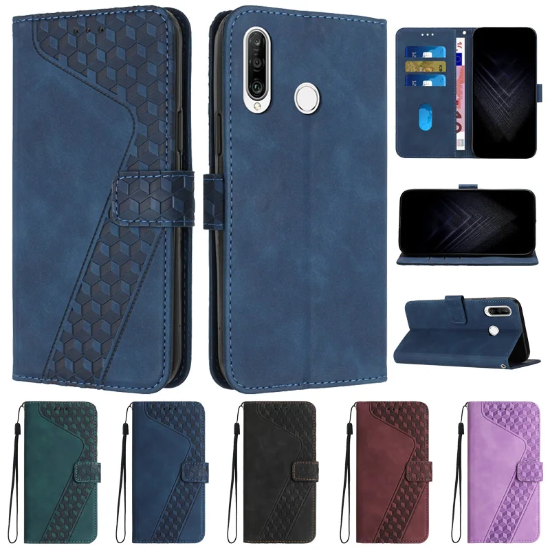 Per Custodia P30 Lite Huawei P30 Lite Etui 3D Custodia A Portafoglio Con Reticolo Geometrico Per Funda Huawei P 30 Lite P30 Pro Cover Per Telefono