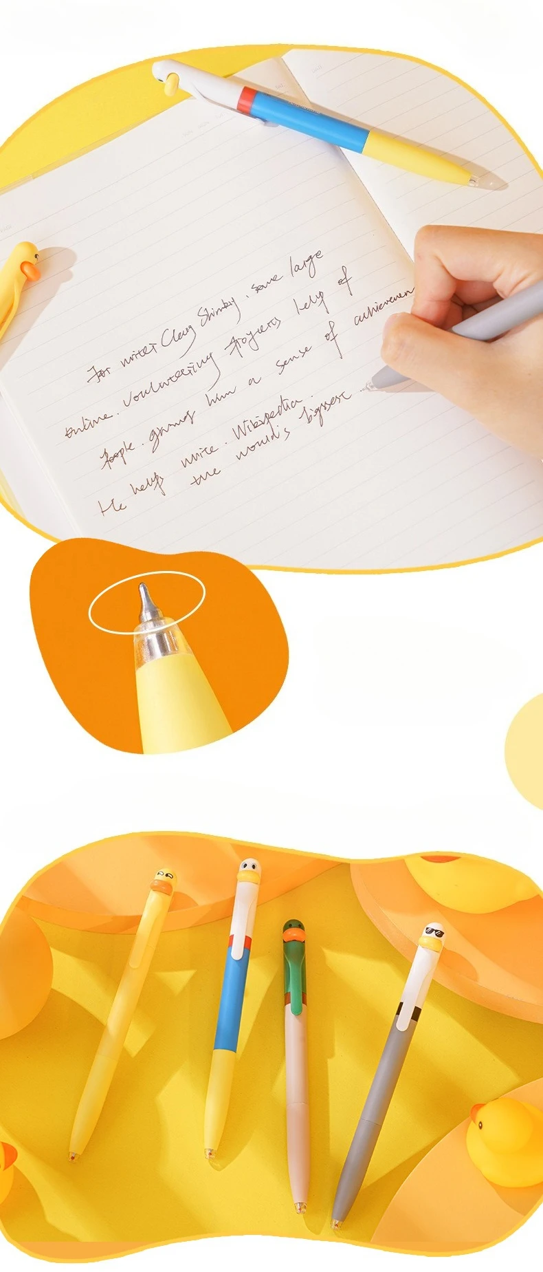 Entenstifte – Stressabbau-Stift, niedlicher einziehbarer Gelstift, 0,5 mm schwarze Tinte, Schreibstift, perfektes Partygeschenk für Studenten, Lehrer – Detail 5